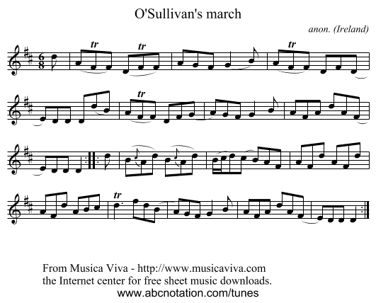O'Sullivan's march - staff notation