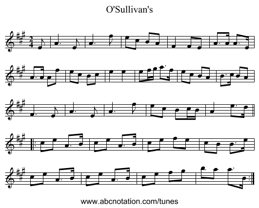O'Sullivan's - staff notation