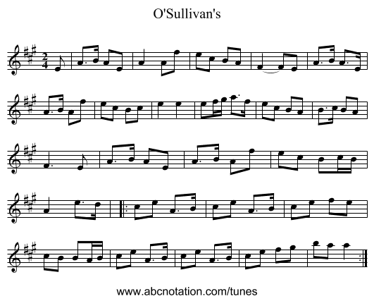 O'Sullivan's - staff notation