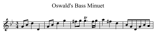 Oswald's Bass Minuet - staff notation