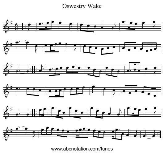 Oswestry Wake - staff notation