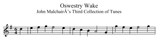 Oswestry Wake - staff notation