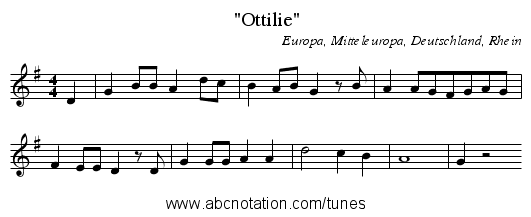 Ottilie - staff notation