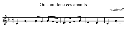 Ou sont donc ces amants - staff notation