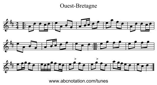 Ouest-Bretagne - staff notation