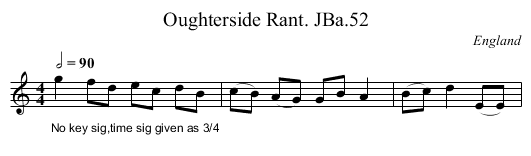 Oughterside Rant. JBa.52 - staff notation