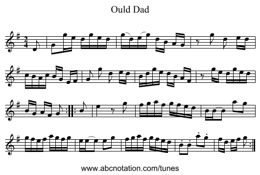 Ould Dad - staff notation
