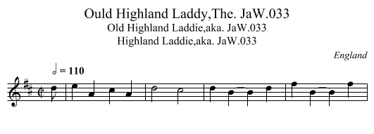 Ould Highland Laddy,The. JaW.033 - staff notation