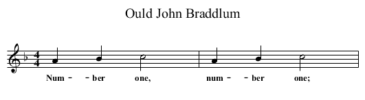 Ould John Braddlum - staff notation