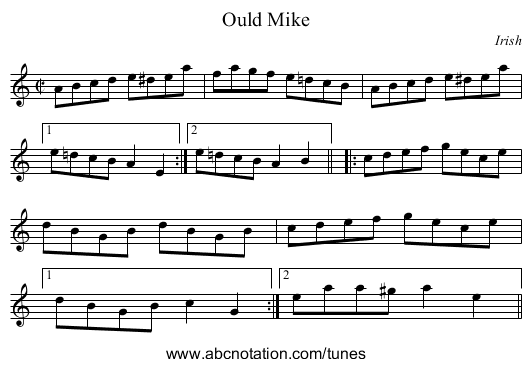 Ould Mike - staff notation
