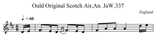 Ould Original Scotch Air,An. JaW.337 - staff notation
