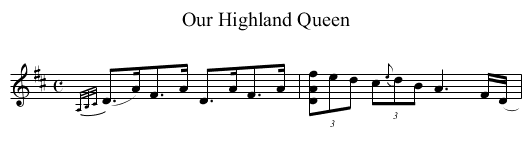 Our Highland Queen - staff notation