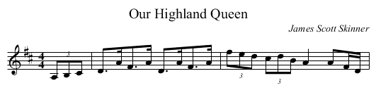 Our Highland Queen - staff notation