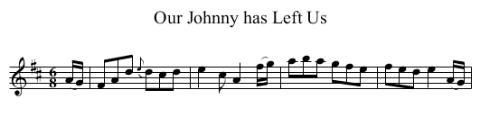 Our Johnny has Left Us - staff notation