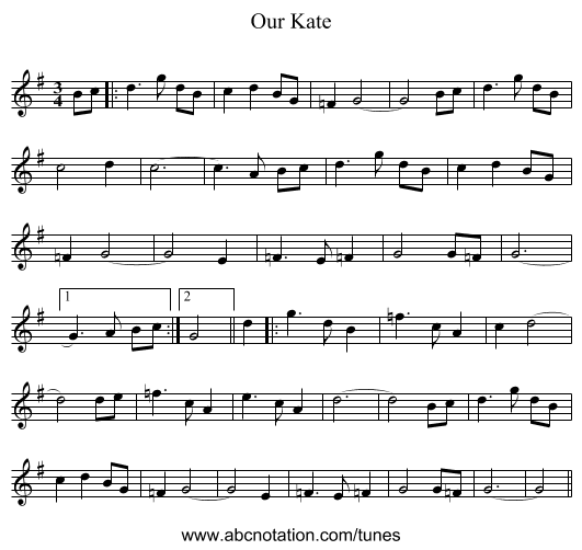 Our Kate - staff notation