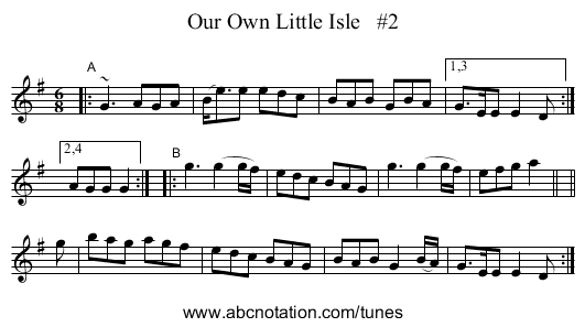 Our Own Little Isle   #2 - staff notation