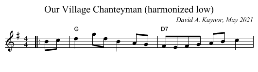 Our Village Chanteyman (harmonized low) - staff notation