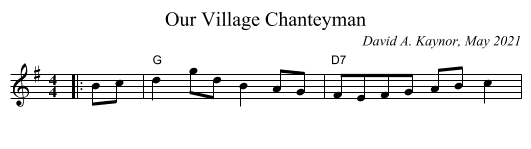 Our Village Chanteyman - staff notation