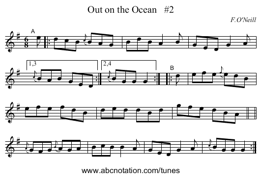 Out on the Ocean   #2 - staff notation
