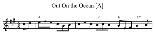 Out On the Ocean [A] - staff notation