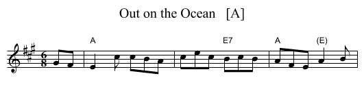 Out on the Ocean   [A] - staff notation