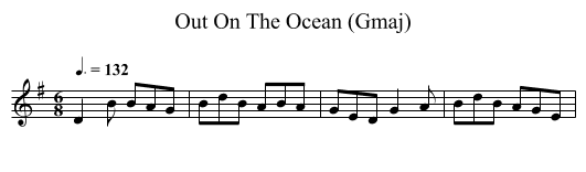 Out On The Ocean (Gmaj) - staff notation