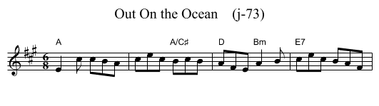 Out On the Ocean    (j-73) - staff notation