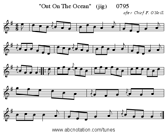 Out On The Ocean   (jig)      0795 - staff notation