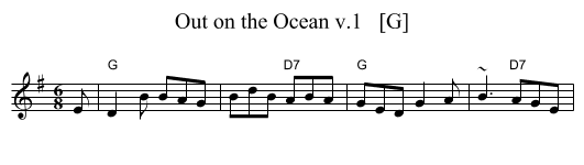 Out on the Ocean v.1   [G] - staff notation