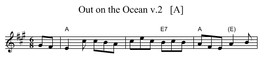 Out on the Ocean v.2   [A] - staff notation