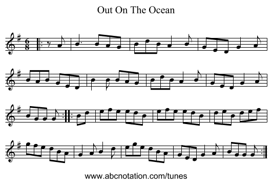 Out On The Ocean - staff notation