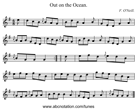 Out on the Ocean. - staff notation