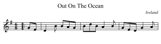 Out On The Ocean - staff notation