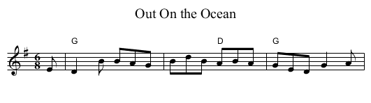 Out On the Ocean - staff notation
