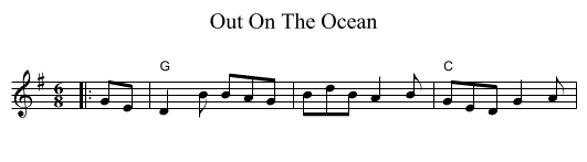 Out On The Ocean - staff notation