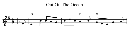 Out On The Ocean - staff notation
