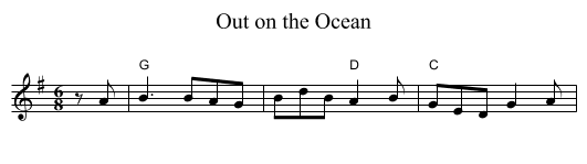 Out on the Ocean - staff notation