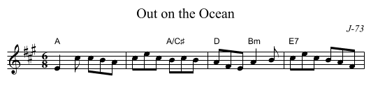 Out on the Ocean - staff notation