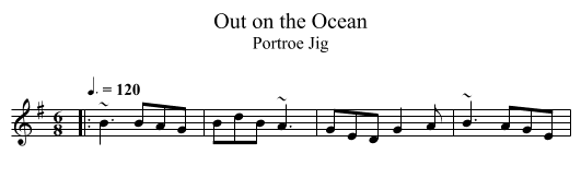 Out on the Ocean - staff notation