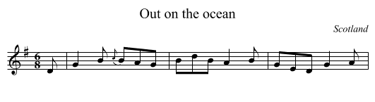 Out on the ocean - staff notation