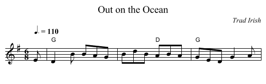 Out on the Ocean - staff notation