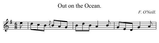 Out on the Ocean. - staff notation
