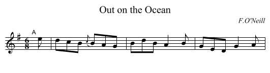 Out on the Ocean - staff notation
