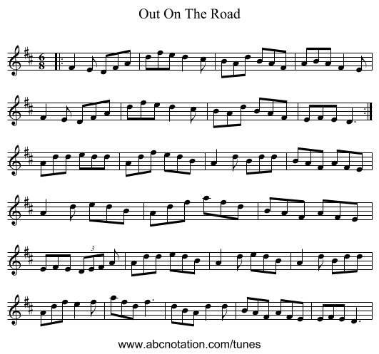 Out On The Road - staff notation