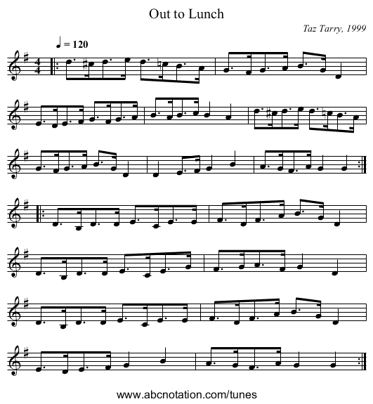 Out to Lunch - staff notation