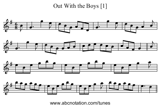 Out With the Boys [1] - staff notation