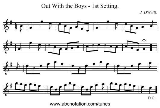 Out With the Boys - 1st Setting. - staff notation