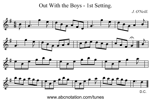 Out With the Boys - 1st Setting. - staff notation