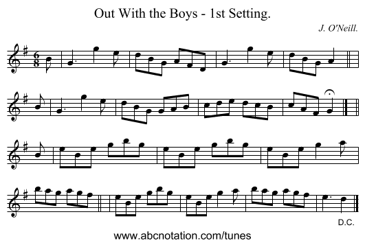 Out With the Boys - 1st Setting. - staff notation