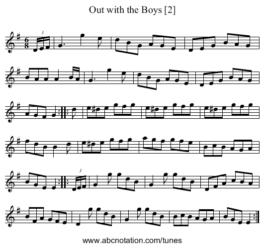 Out with the Boys [2] - staff notation